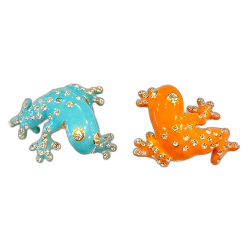 Joan Rivers Vintage Magnetic Frog Brooch Set - New with Box